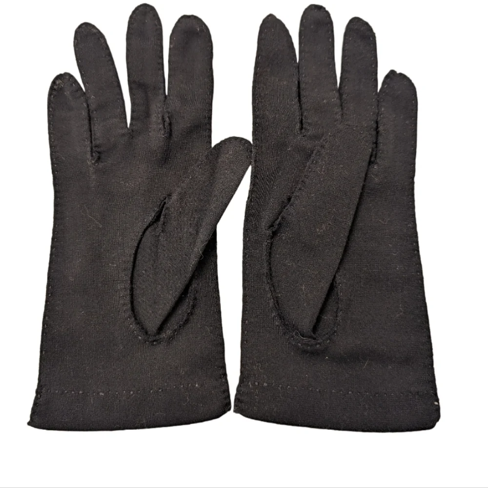 VINTAGE Black Fancy Retro Gloves Medium Evening